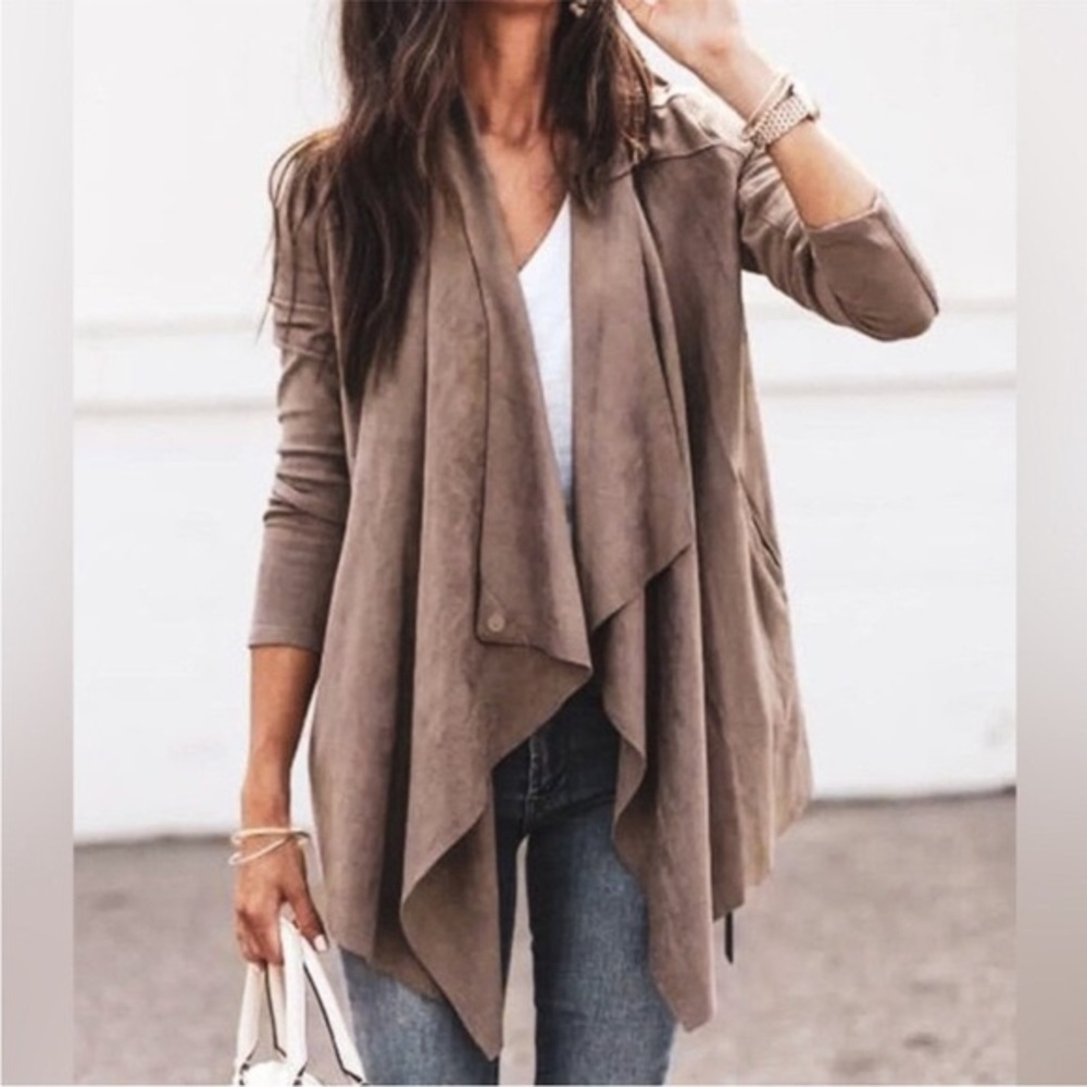 Blank NYC Taupe Open Front Cardigan